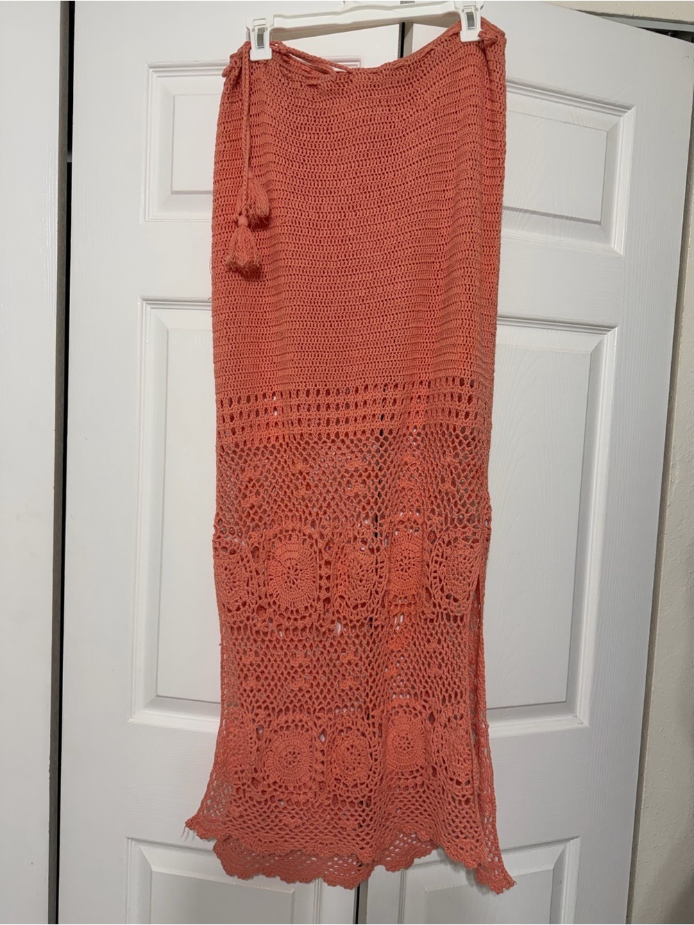 Spell Crochet Coral maxi skirt size M